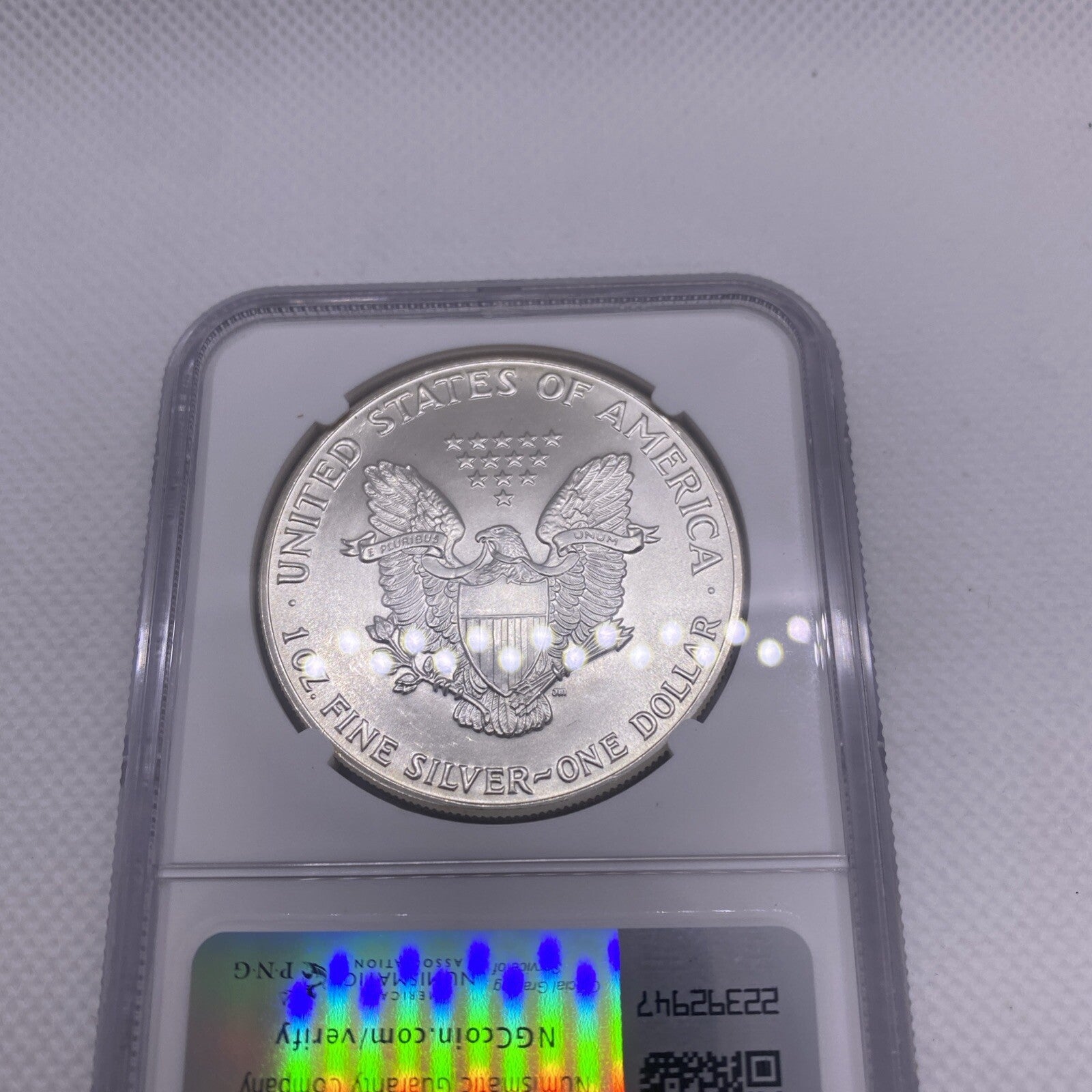 1986 $1 AMERICAN SILVER EAGLE NGC MS68 OBVERSE & REVERSE STRUCK THRU MINT ERROR