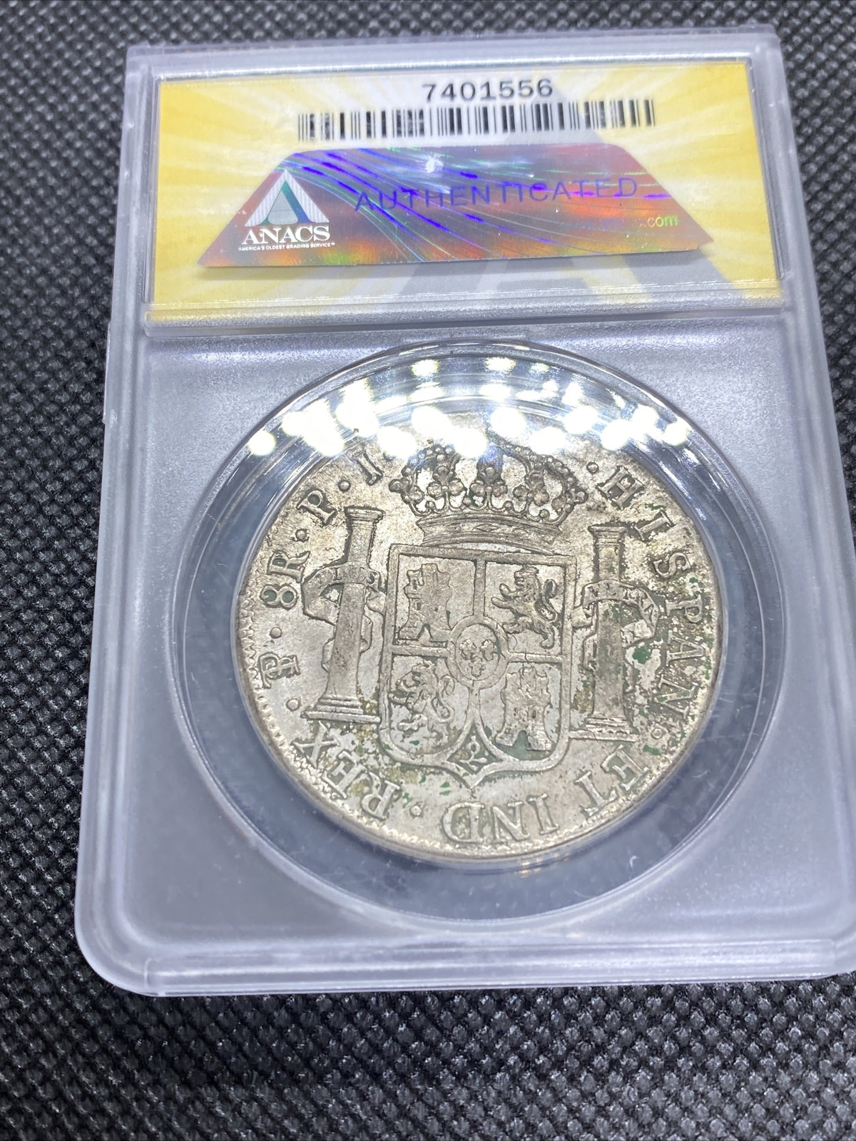 1819 PTS PJ Bolivia Silver 8R 8 Reales AU 50 Details Anacs Silver Potosi #556