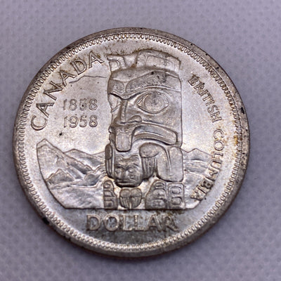 1958 CANADIAN SILVER DOLLAR CANADA SILVER COIN #3590-10