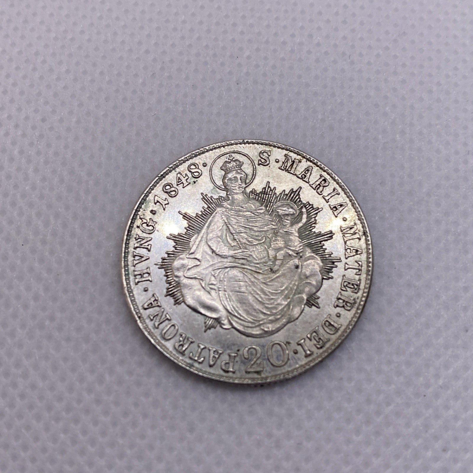 1848 B Hungary 20 Krajczar Silver Coin