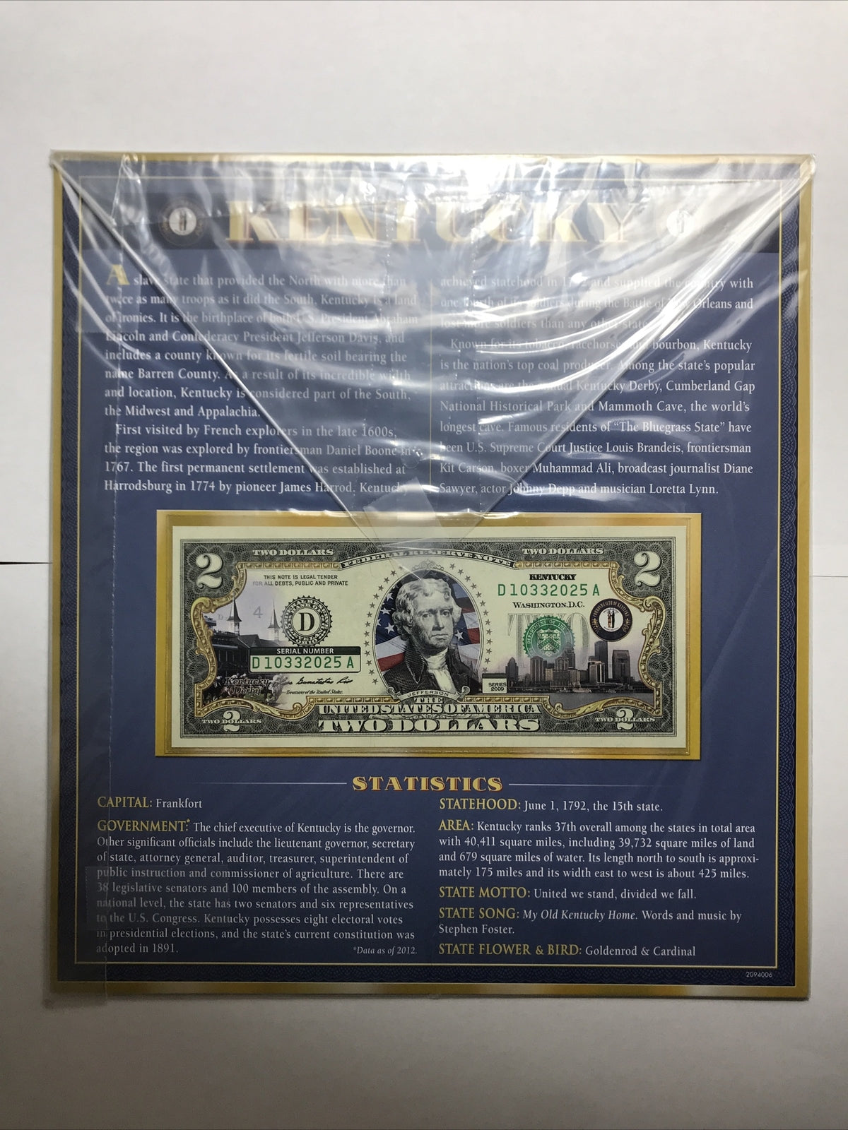COLORIZED $2 NOTE SET KENTUCKY and TEXAS GENUINE LEGAL TENDER