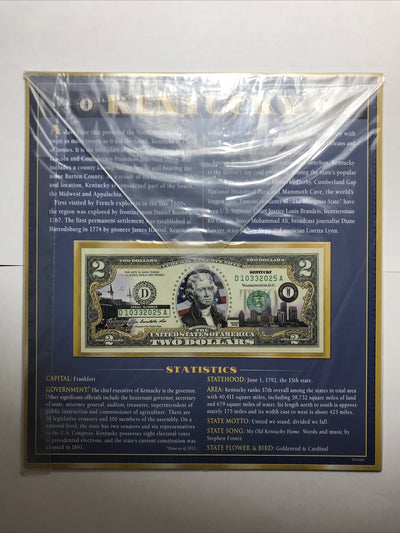 COLORIZED $2 NOTE SET KENTUCKY and TEXAS GENUINE LEGAL TENDER