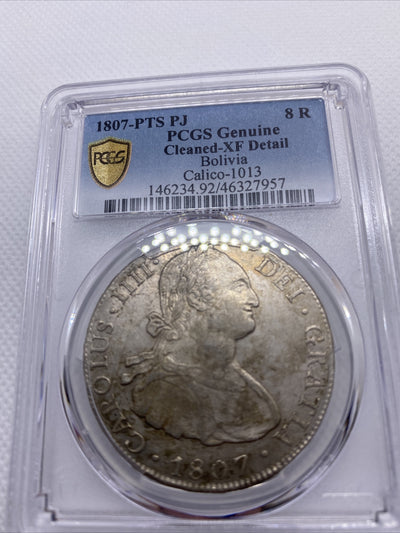 1807 PTS PJ 8 Reales Silver Coin PCGS XF Details Spanish 8R Charles IIII #7957
