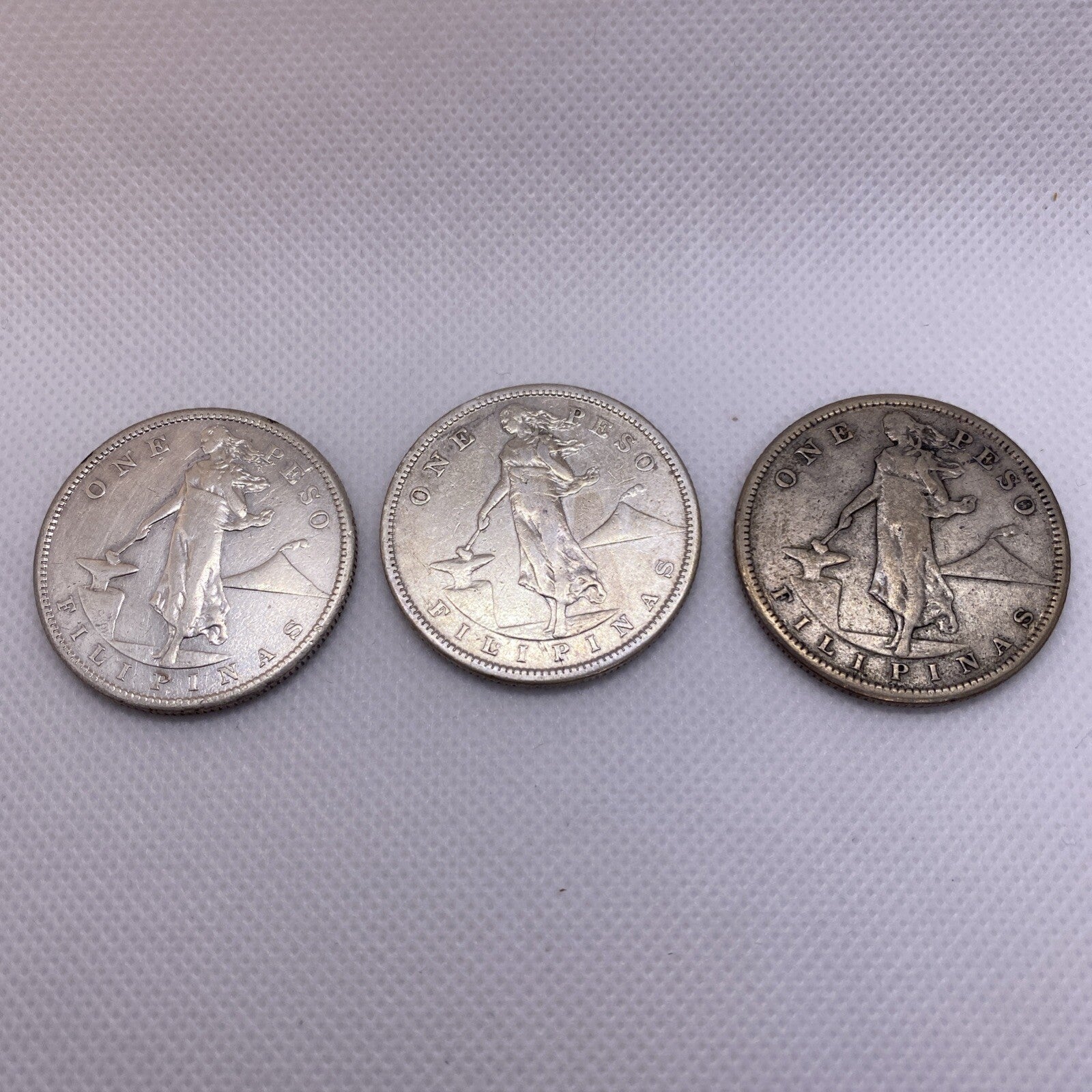 1907 S Three Silver One Pesos Phillipines 1907S #8932-10