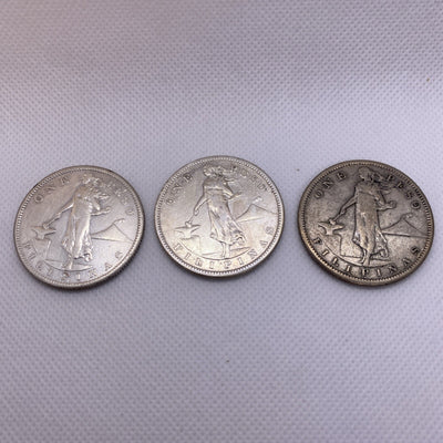 1907 S Three Silver One Pesos Phillipines 1907S #8932-10