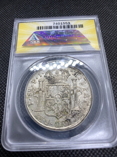 1819 PTS PJ Bolivia Silver 8R 8 Reales AU 53 Details Anacs Silver Potosi #553