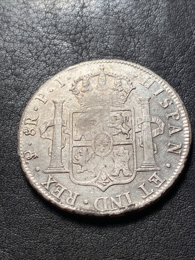 1818 PTS PJ Bolivia KM #84 8 Reals Silver Great Looking Coin Eight Reals #83229