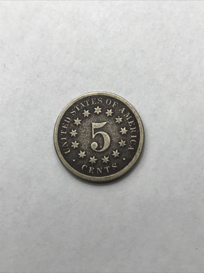 1868 Shield Nickel 5 Cents 5C Civil War Era Nickel US Coin