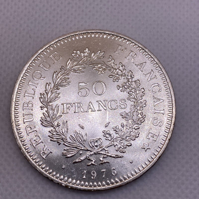 1976 France 50 Francs Silver Coin 50 Fr. Uncirculated Silver Coin #1287-10