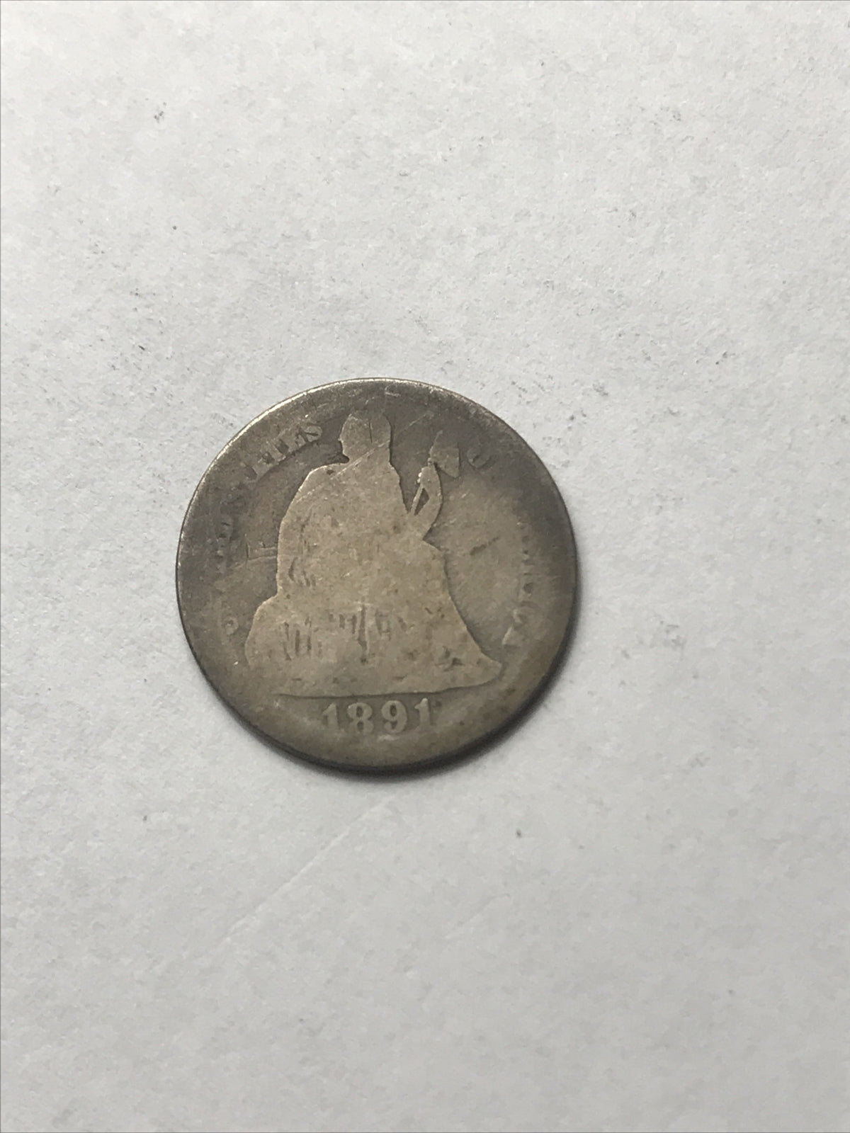 1891 Seated Liberty Dime 10C Silver Coin #GGG3461