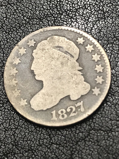 1827 10c Capped Bust Silver Dime JR-3 R-1 RARE #LL6225