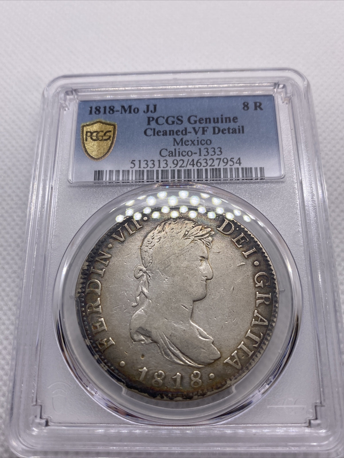 1818 MO JJ Mexico 8 Reales Silver Ferdinand VII PCGS VF Detail Calico-1333 #7954