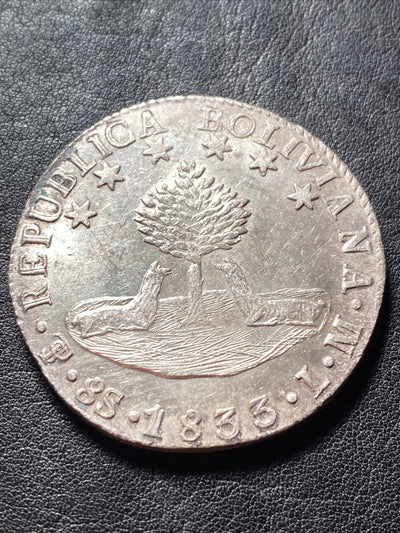 1833 PTS LM S8S BOLIVIA 8 SOLES SILVER DETAILS SEE DESCRIPT. PRICED TO SELL X598
