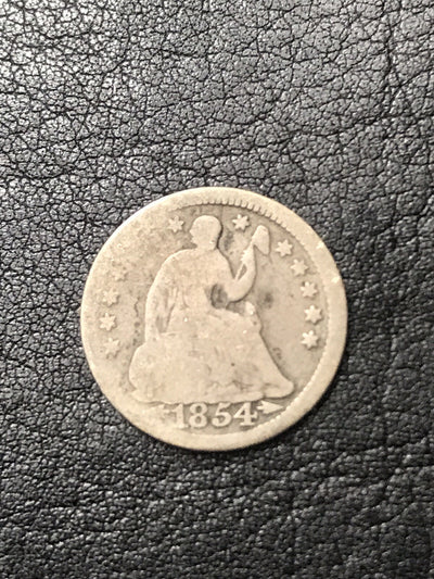 1854 Seated Liberty Half Dime with Arrows H10 5c Silver Coin #5992