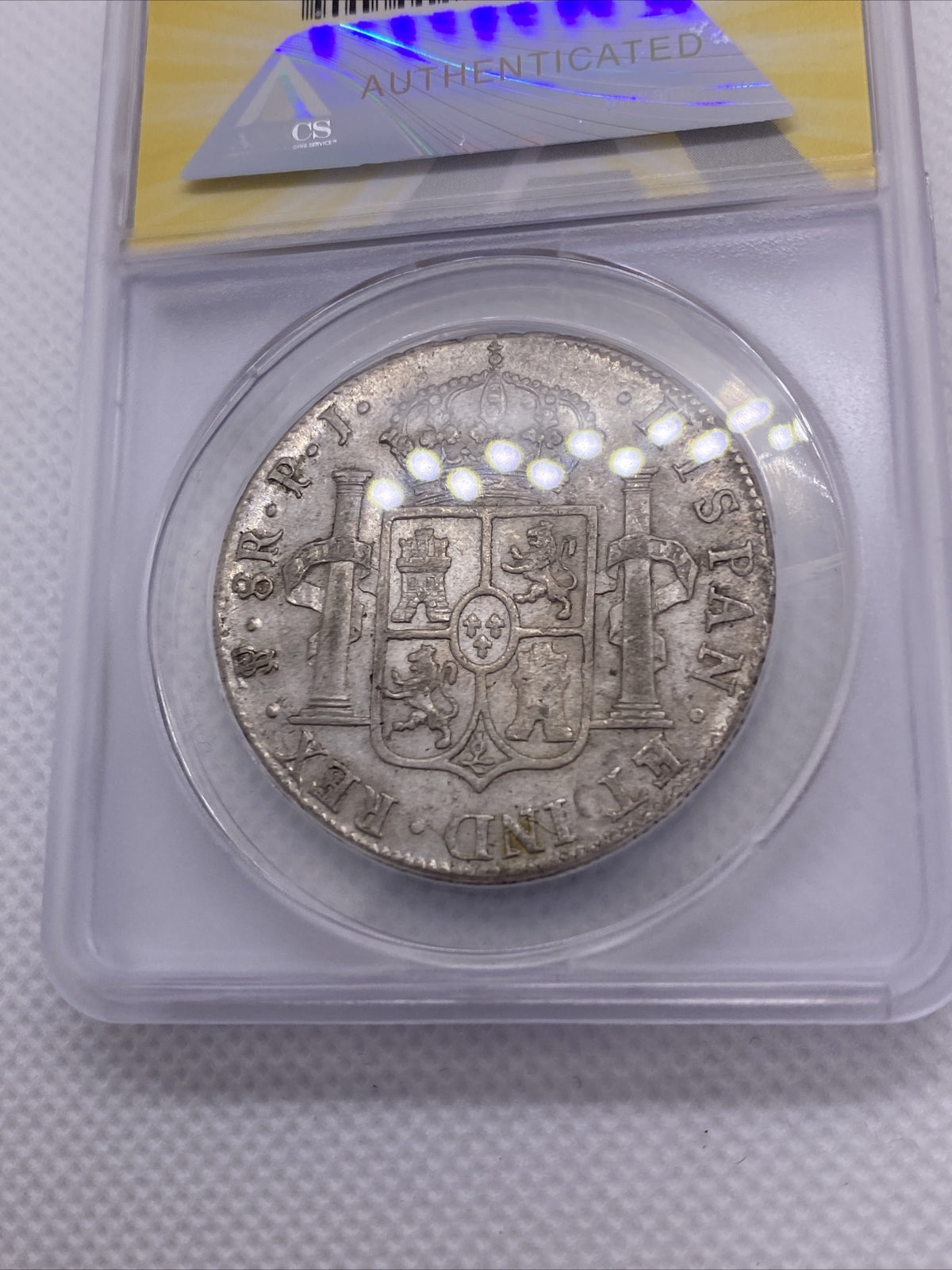 1818 PTS PJ Bolivia Silver 8R 8 Reales AU 50 Anacs Silver Potosi Mint #559
