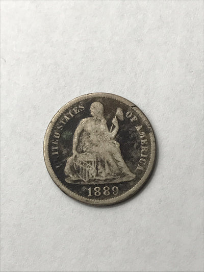 1889 S Seated Liberty Dime 10 Cents Silver Coin
