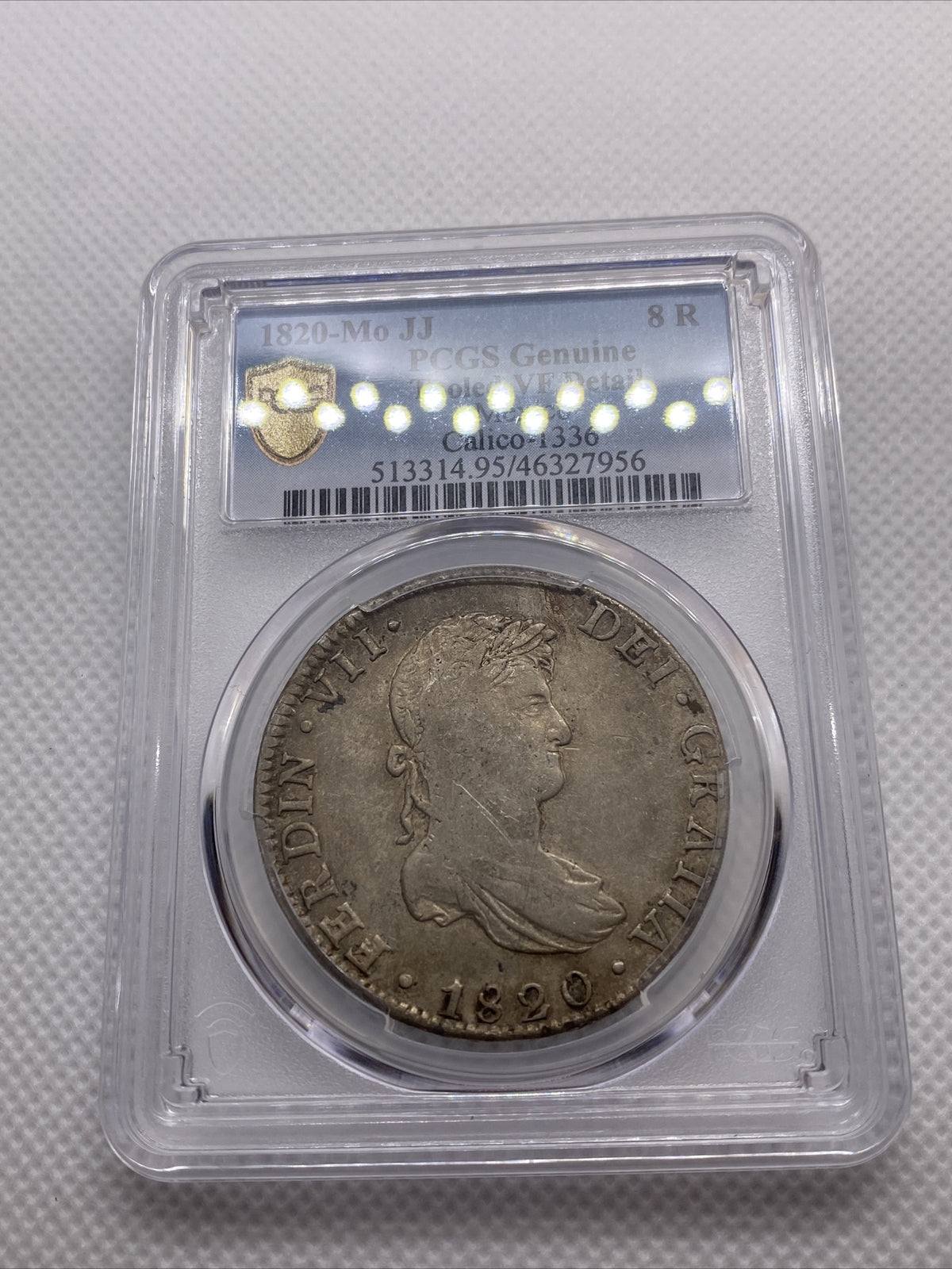 1820MO JJ Mexico 8 Reales 8R PCGS VF Details Silver Coin Calico-1336 #7956