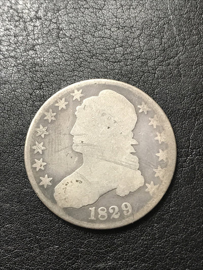 1829 Capped Bust Half Dollar 50c Lettered Edge Silver Coin #899