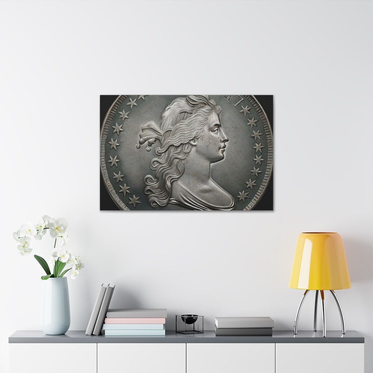 Flowing Hair Dollar Print Canvas Flowing Hair Dollar Coin Silver Flowing Hair