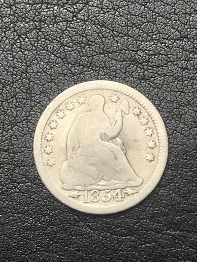 1854 Seated Liberty Half Dime with Arrows H10 5c Silver Coin #3443
