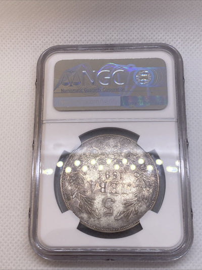 1894 KB  Bulgaria 5 LEVA Silver Coin NGC AU53 Beautiful Rare Coin