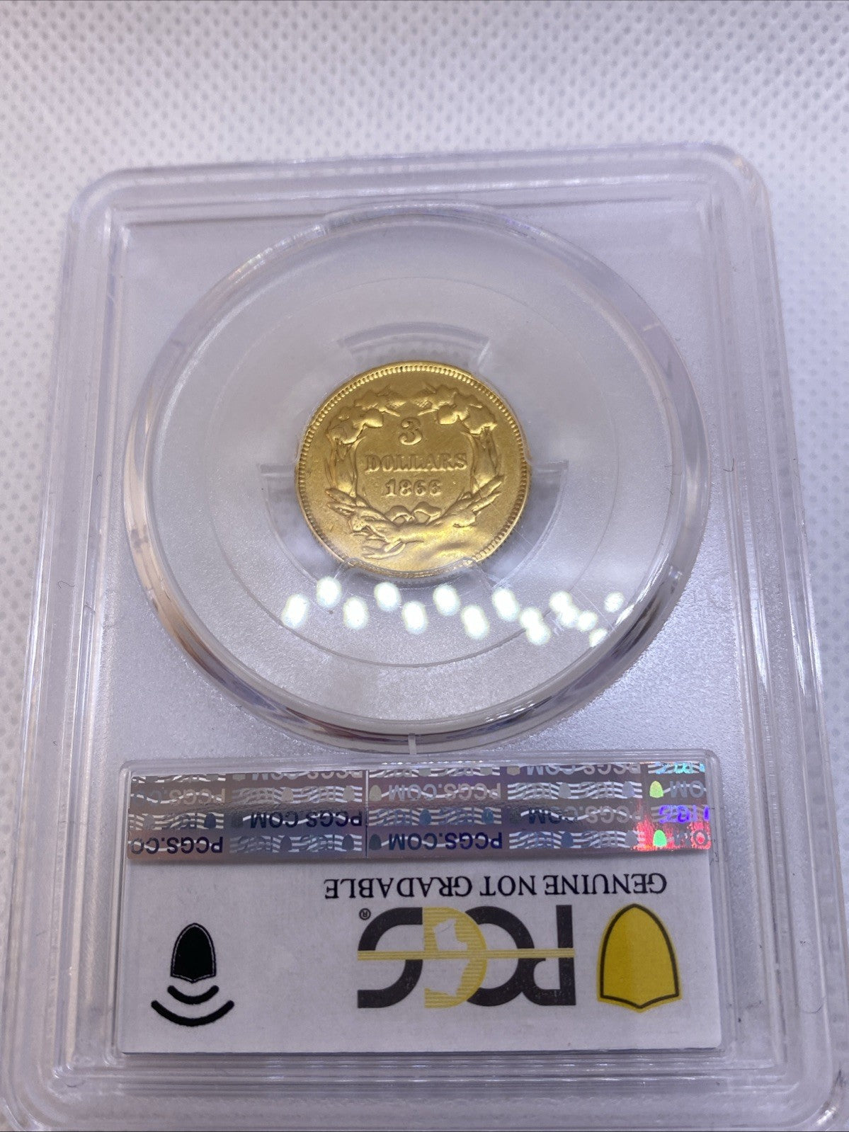 1866 $3 Gold Three Dollars PCGS RARE VERY LOW Mintage