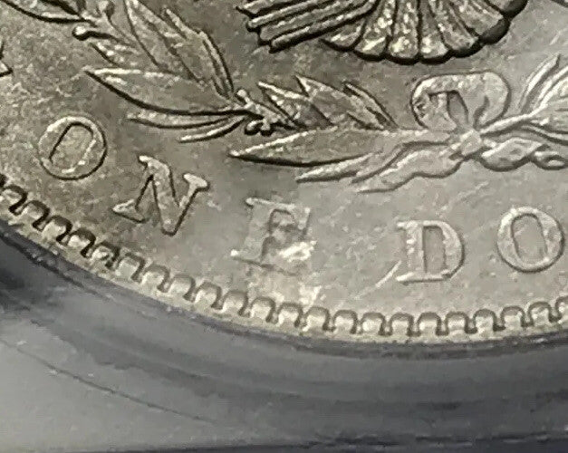 1889 Morgan Dollar ICG AU53 Details STRUCK THROUGH Reverse Error