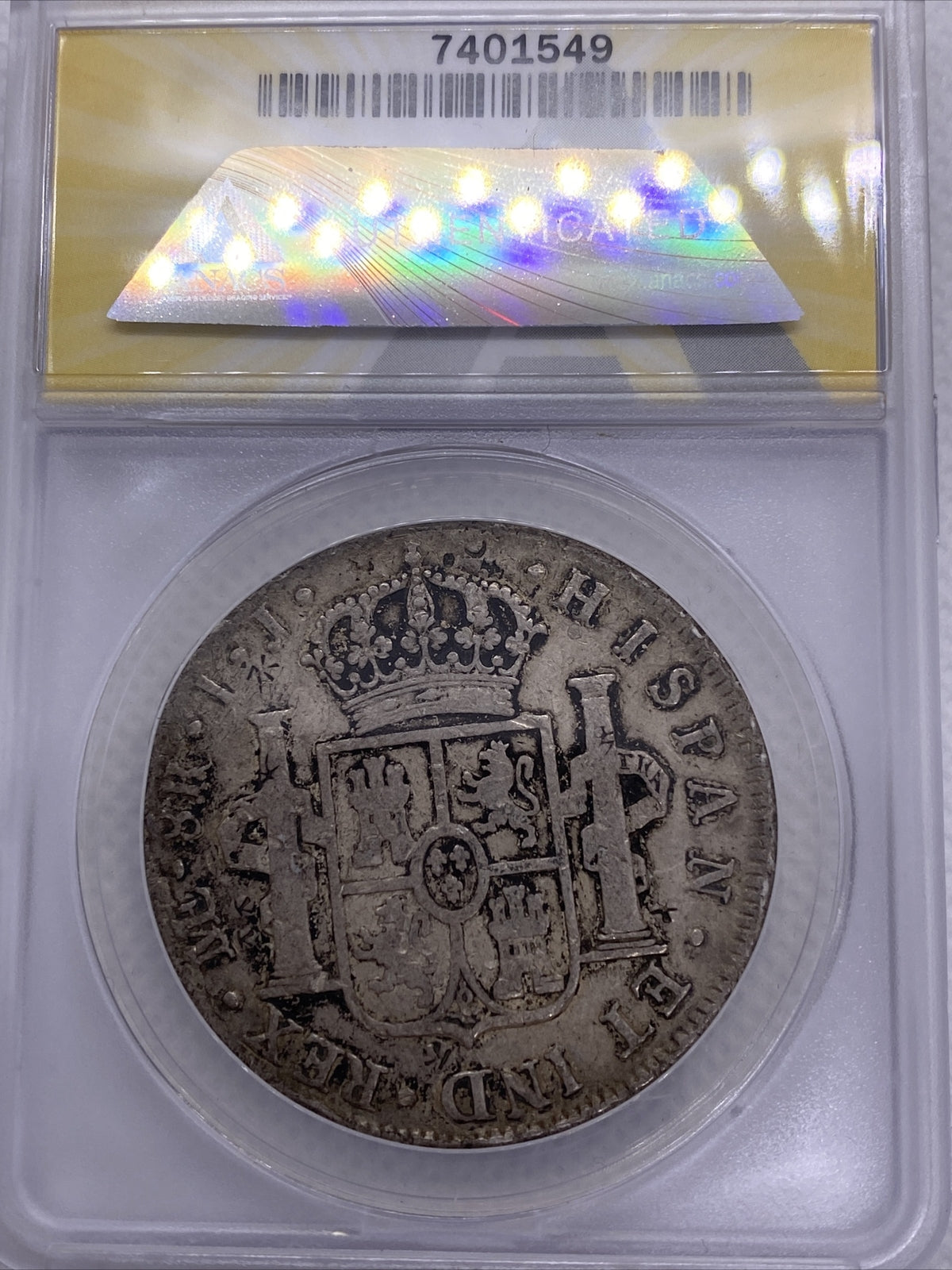 1797 8 Reales Lima Peru Spanish Colonial Anacs F15 Details Chop Marks Charles IV