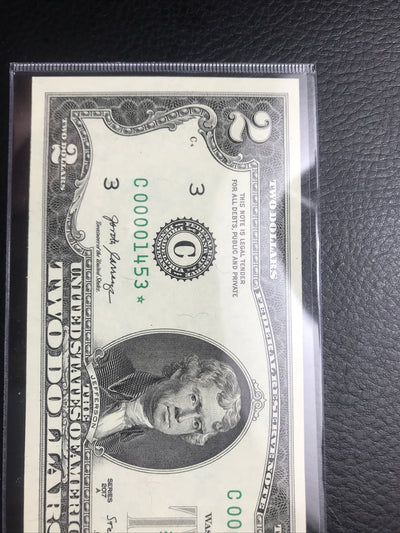 $2 Rare Uncirculated Low FOUR (4) Digits  ⭐️ STAR NOTE ⭐ 1453*