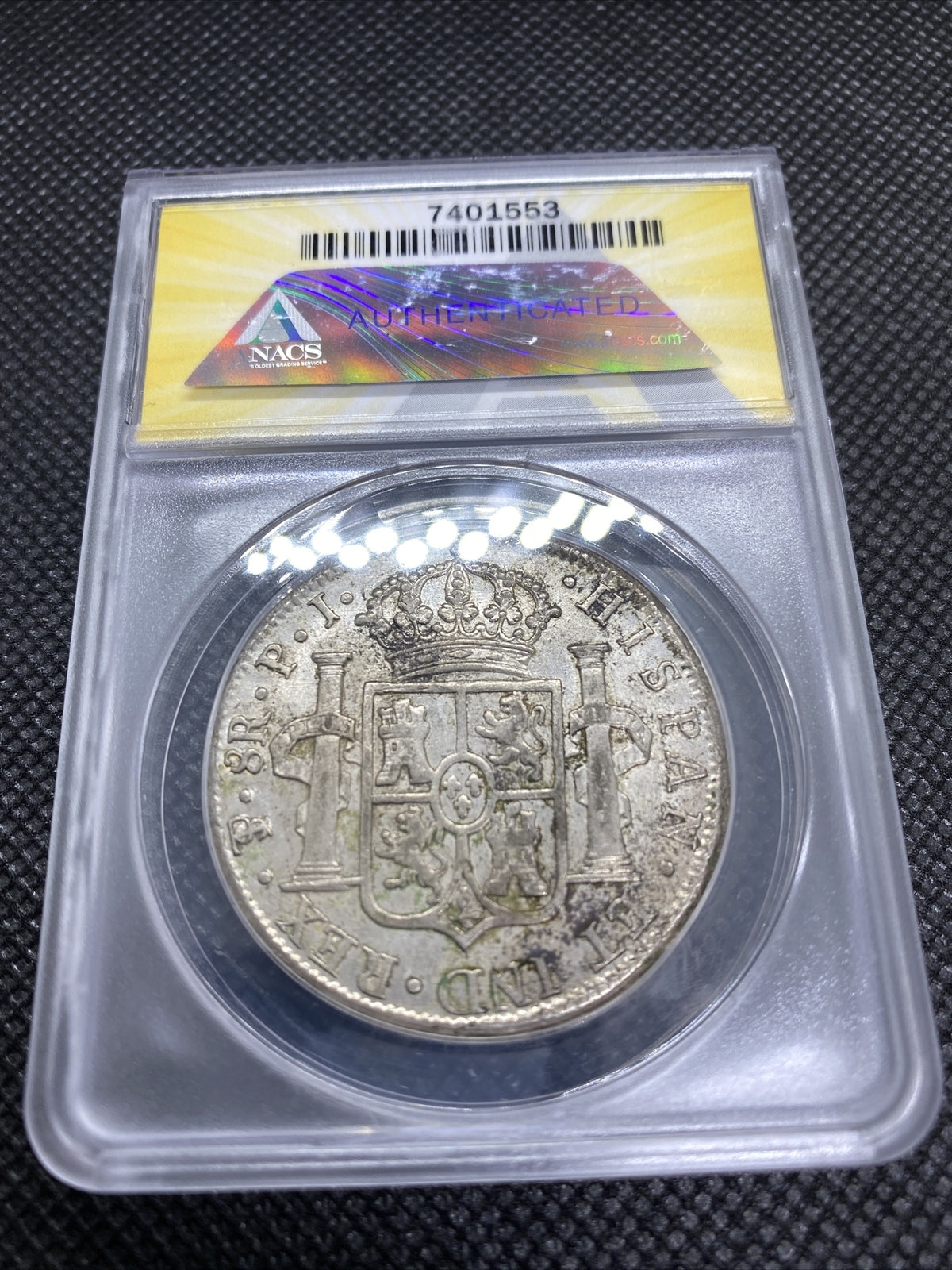 1819 PTS PJ Bolivia Silver 8R 8 Reales AU 53 Details Anacs Silver Potosi #553