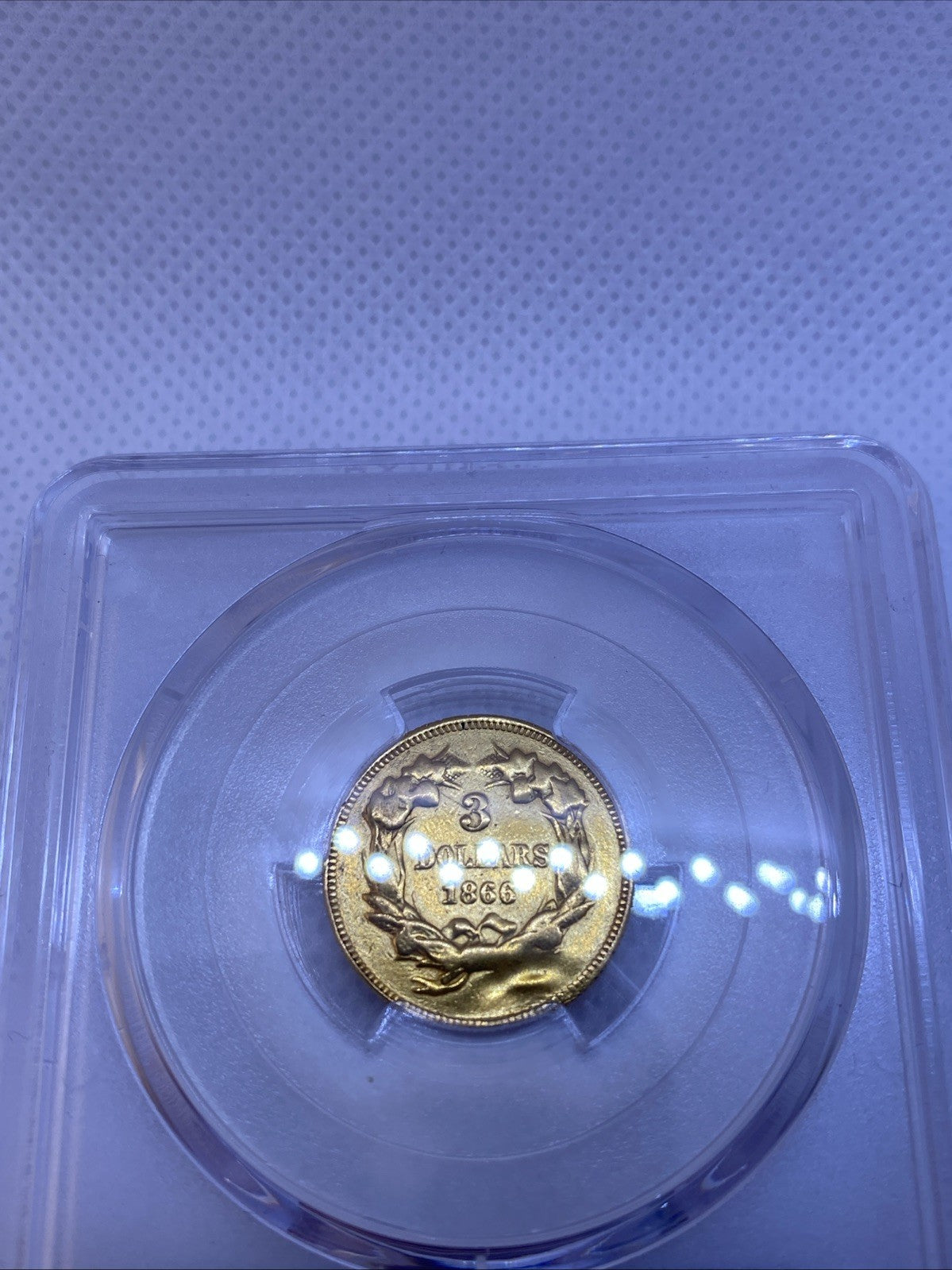 1866 $3 Gold Three Dollars PCGS RARE VERY LOW Mintage