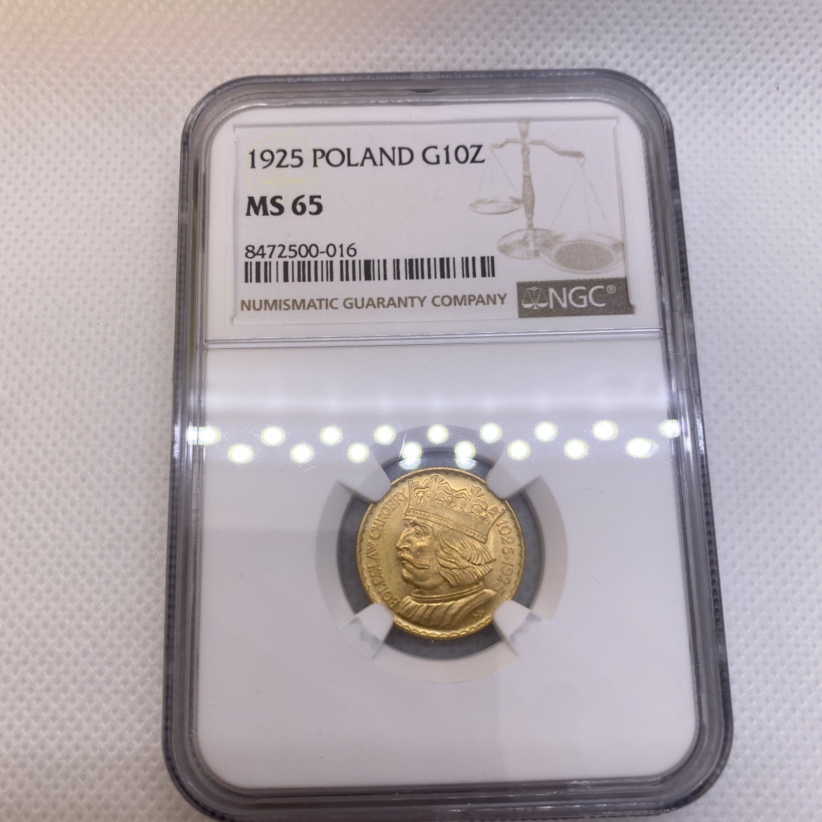 1925 Poland G10Z NGC MS65 / 10 Zlotych Gold Coin 1925 Poland 10 zlotych MS65