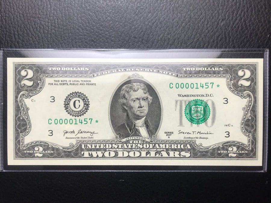 $2 Rare Uncirculated Low FOUR (4) Digits  ⭐️ STAR NOTE ⭐ 1457* 