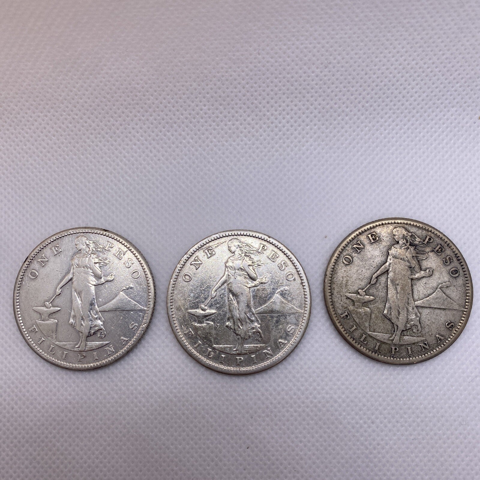1907 S Three Silver One Pesos Phillipines 1907S #8932-10