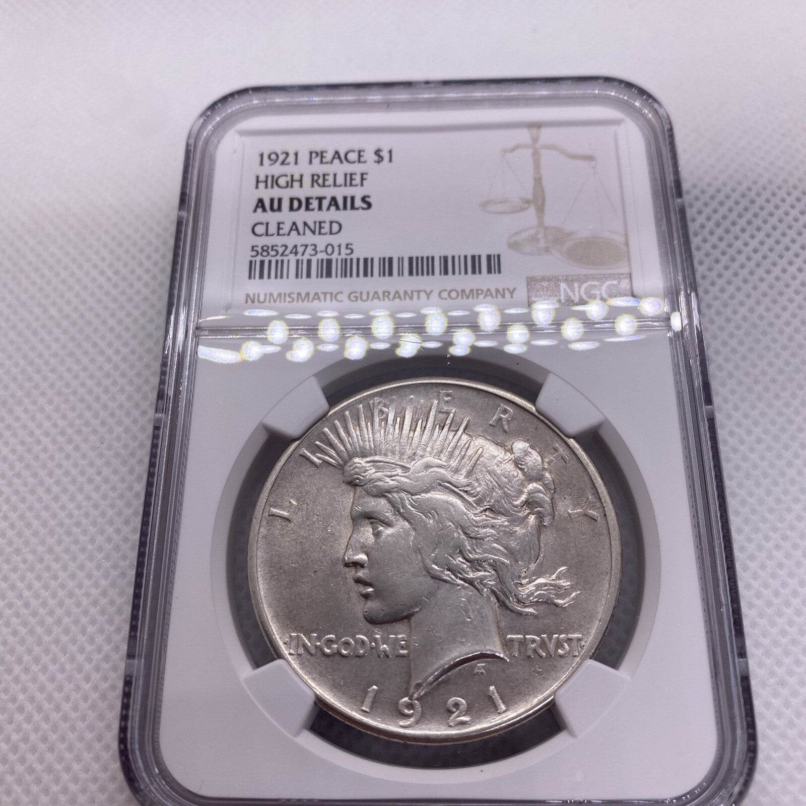 1921 Peace Dollar NGC Graded AU Details Beautiful Silver Dollar RARE Key Date