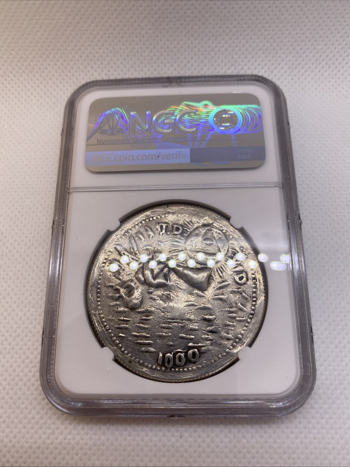 Philipines Honeycutt - 1428 Anting-Anting Silver Medal Graded NGC AU50 RARE