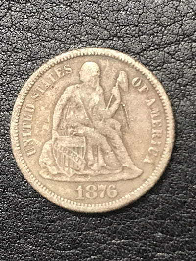 1876 CC Seated Liberty Dime 10 Cents Silver Coin #92290