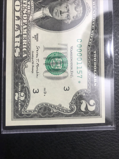 $2 Rare Uncirculated Low FOUR (4) Digits  ⭐️ STAR NOTE ⭐ 1157*