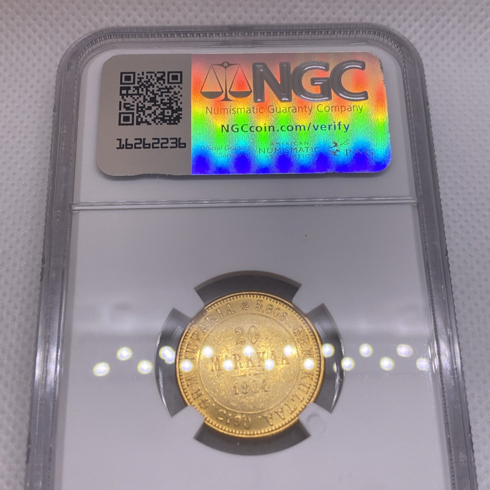 1904-L 20 Markkaa Finland Russia Nicholas II Gold MS62 NGC