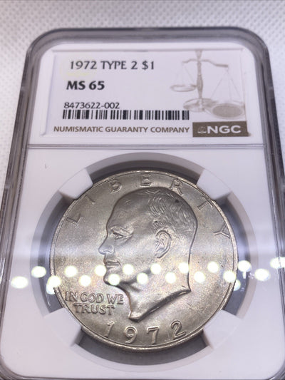1972 EISENHOWER $1 TYPE 2 NGC MS65 TYPE II - IKE Dollar VERY RARE AND High Grade