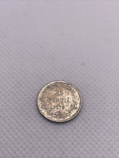 1916 S 25 Pennia Silver Finland Silver Coin Beautiful #736-10