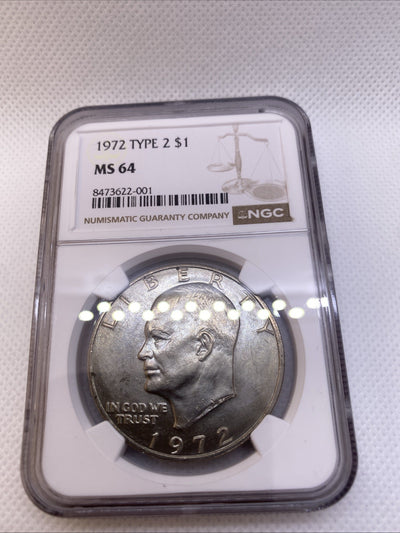 1972 EISENHOWER $1 TYPE 2 NGC MS64 TYPE II - IKE Dollar Rare High Grade