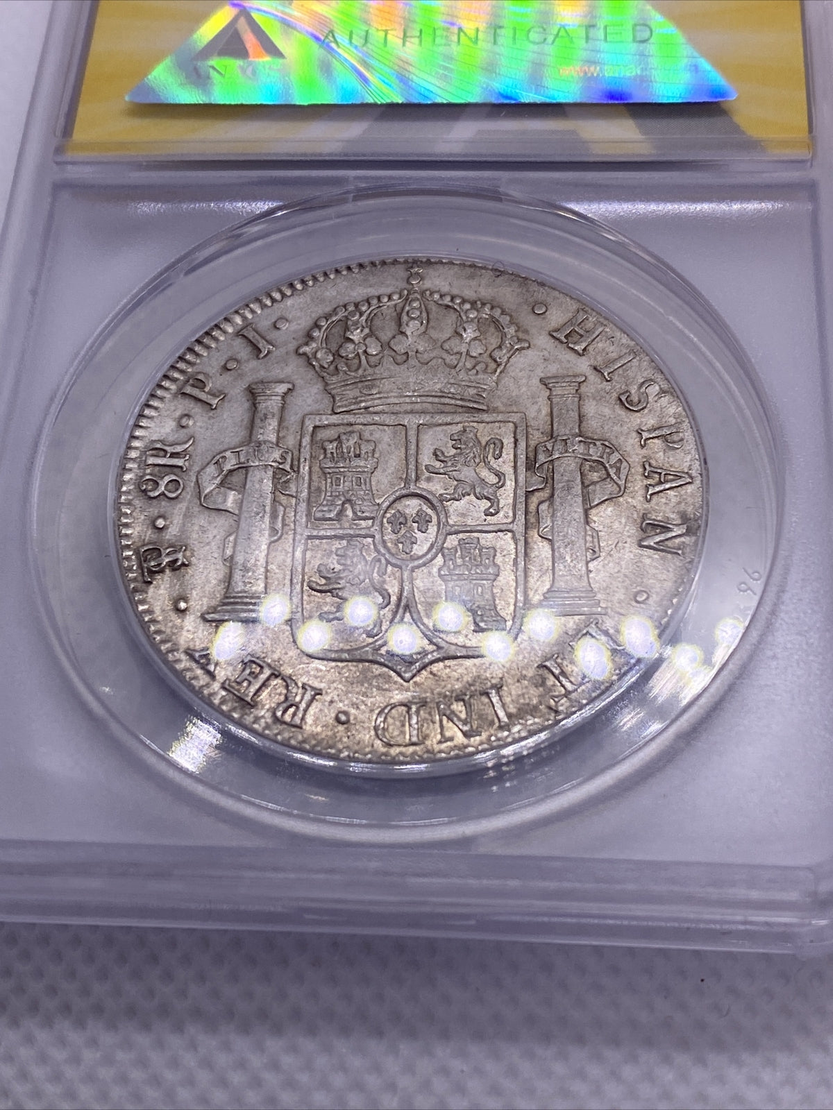 1818 PTS PJ Bolivia Silver 8R 8 Reales AU 55 Details Anacs Silver Potosi #562