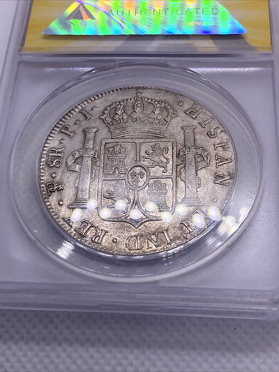 1818 PTS PJ Bolivia Silver 8R 8 Reales AU 55 Details Anacs Silver Potosi #562