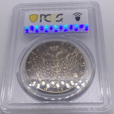 1762 SPB HK Rouble Silver Russian Coin Ruble PCGS GRADED VF30 RARE