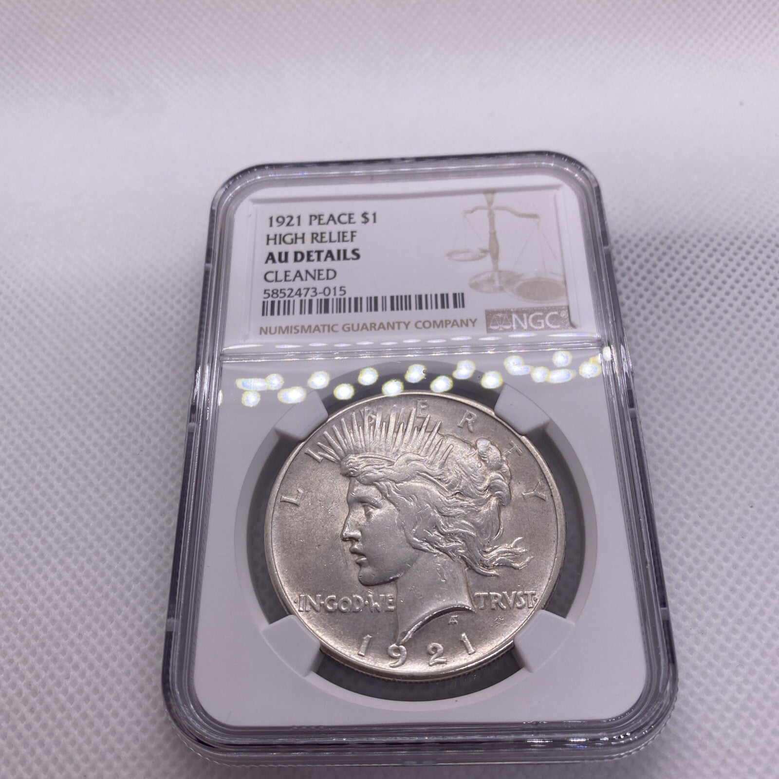 1921 Peace Dollar NGC Graded AU Details Beautiful Silver Dollar RARE Key Date