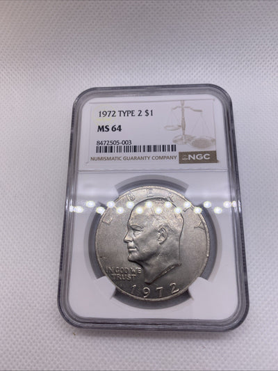 1972 EISENHOWER $1 TYPE 2 NGC MS64 TYPE II - IKE Dollar Rare High Grade