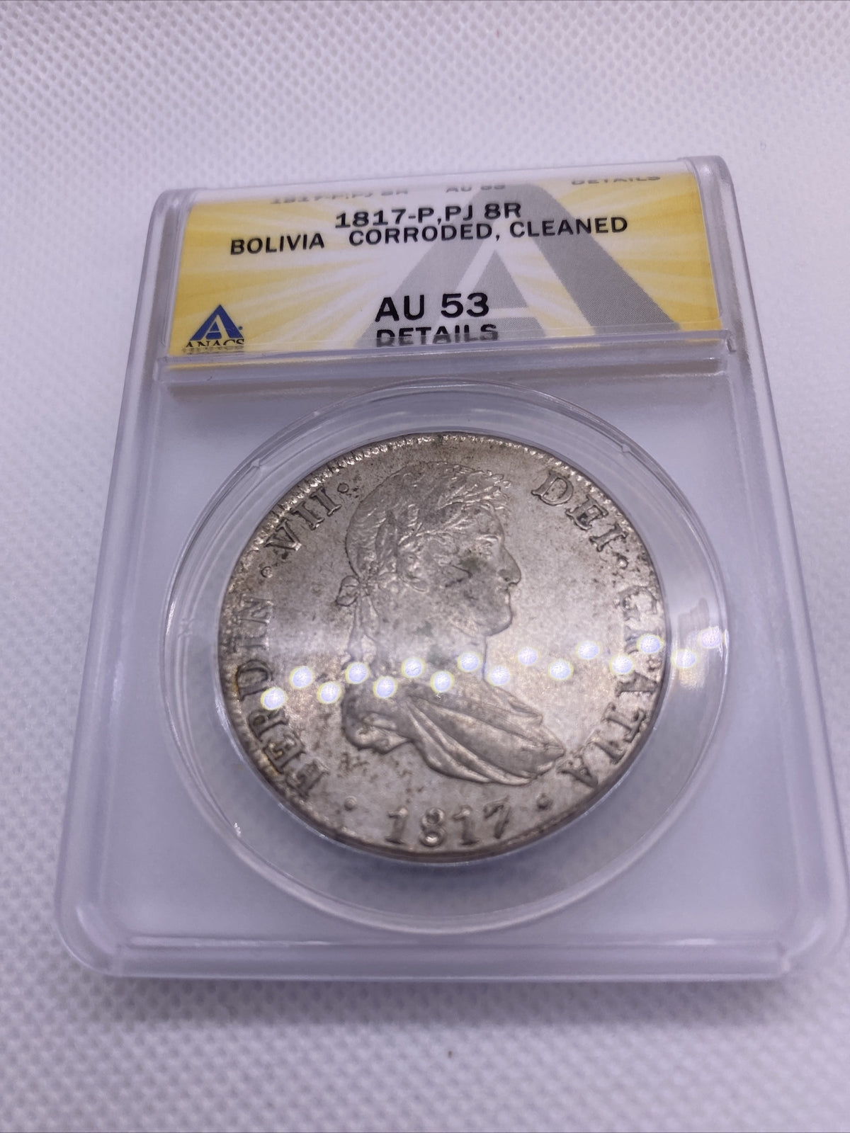 1817 PTS Bolivia 8 Reales 8R Anacs AU53 Details Silver Coin Colonial Rare #564