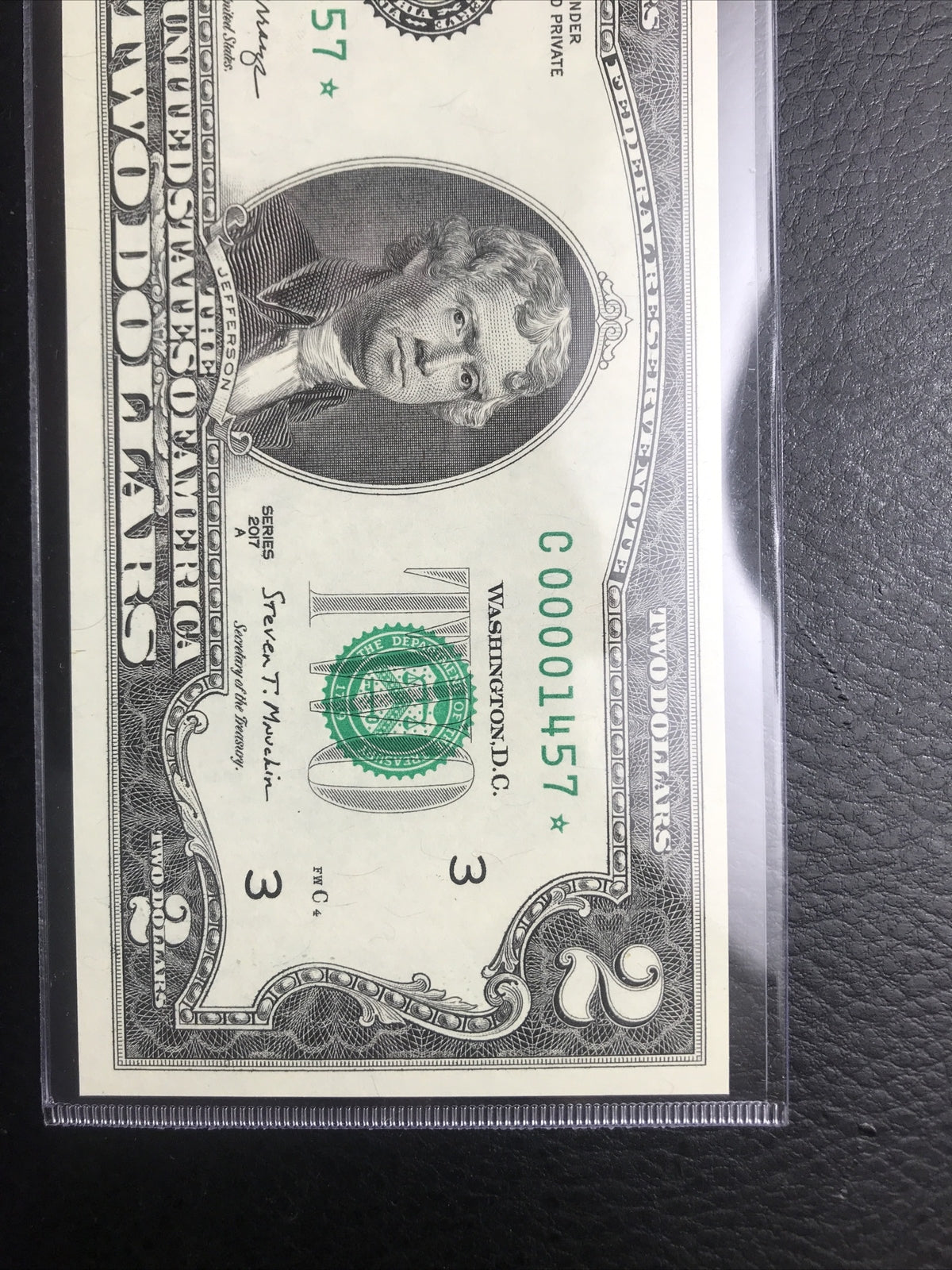 $2 Rare Uncirculated Low FOUR (4) Digits  ⭐️ STAR NOTE ⭐ 1457*