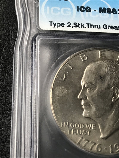 1976 Ike Dollar $1 Struck Thru Error ICG MS61 Mint Error